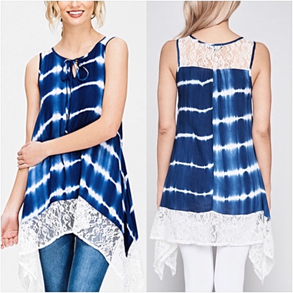 Chic Lace Tie Dye Flowy Tunic Top SML - Picture 2 of 8
